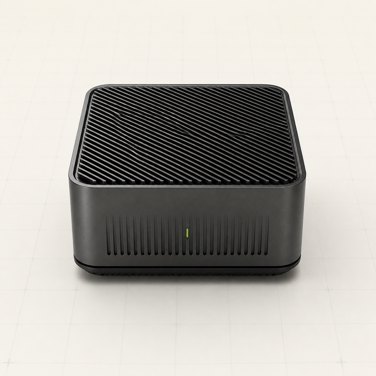 Concept render of a compact Atlas Home desktop AI node